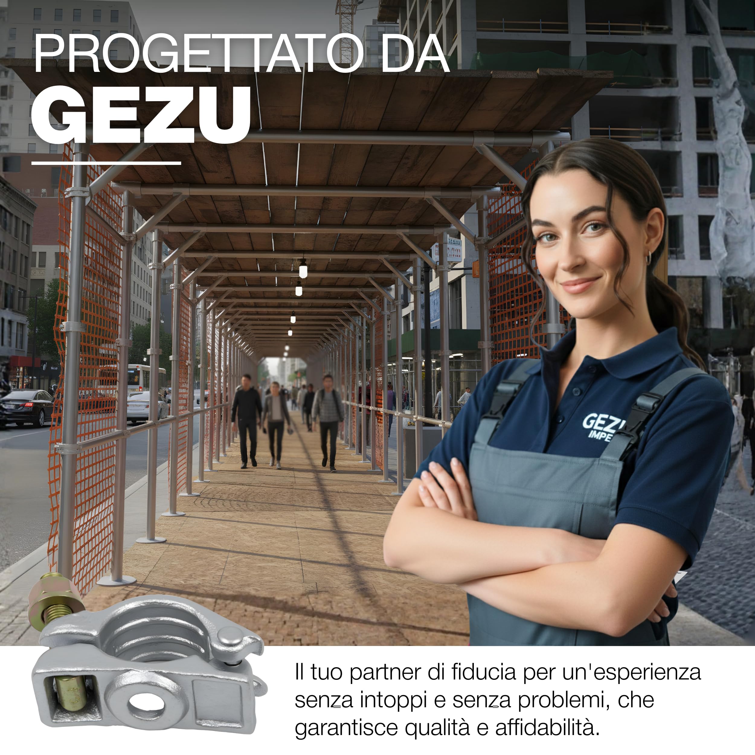 GeZu Impex Mezza Accoppiatore 48 x 48 mm Morsetto Elettroplaccato per Tubi di Costruzione in Acciaio per Impalcature Raccordo di Fissaggio per Giunti di Ponteggio