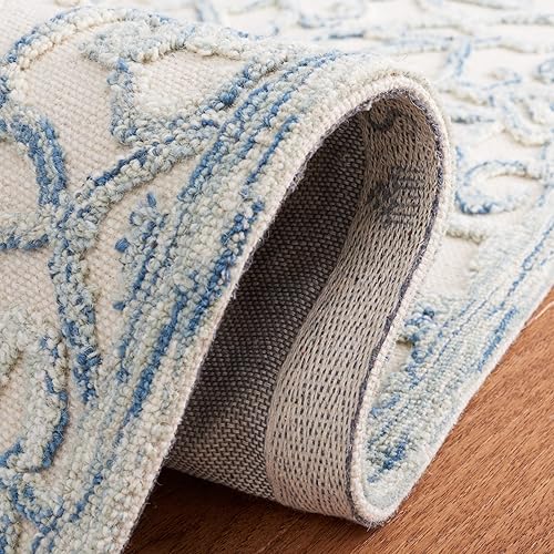 Miniatura 5 de MARTHA STEWART x SAFAVIEH MSR3513B - Alfombra hecha a mano de lana francesa de 9 x 12 pies, color azulmarfil