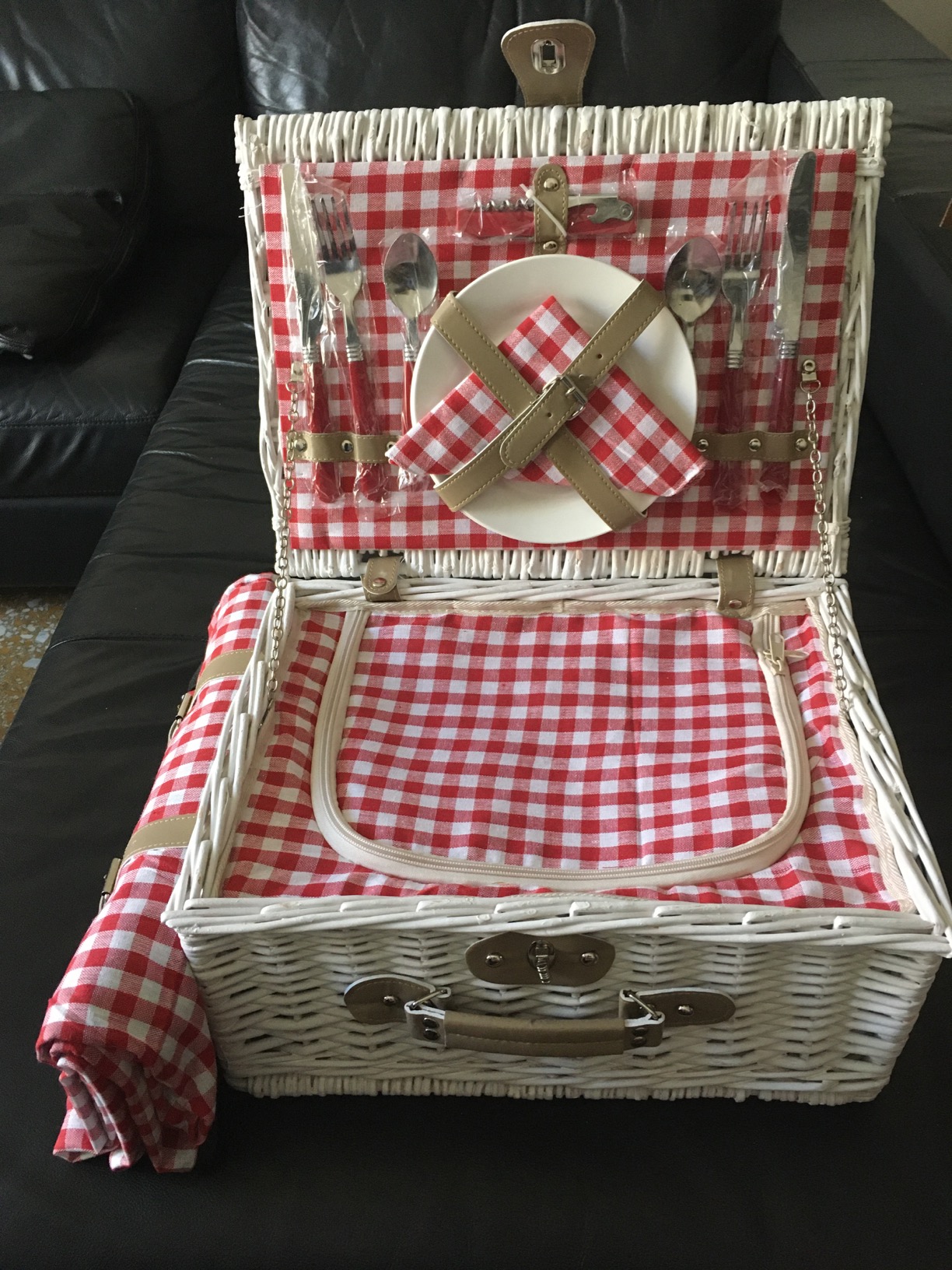 INNO STAGE Romantic Wicker Picnic Basket for 2 Persons, Special White ...