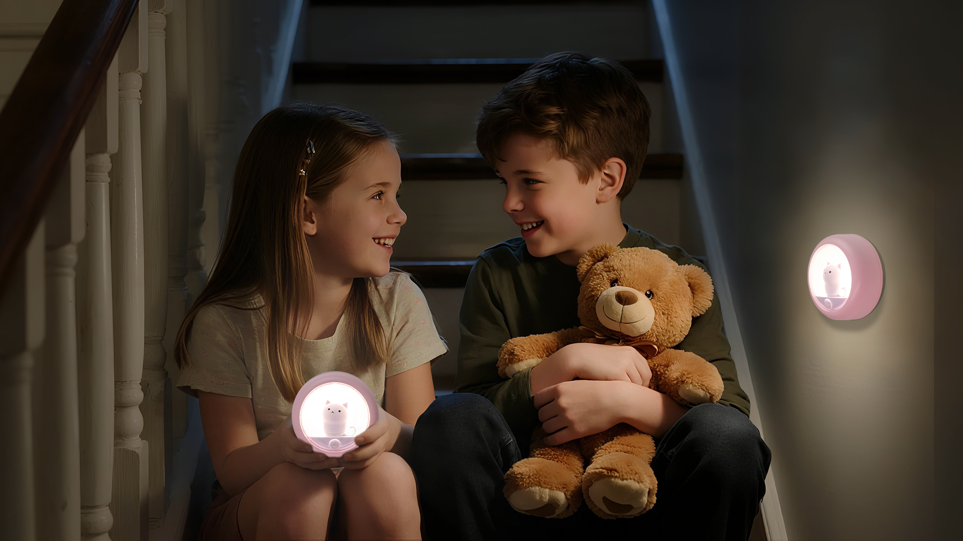 Image of Attivolife Cat Motion Sensor Light, Rechargeable Magnetic Night Light with Adjustable Brightness, Warm White LED Stick Anywhere Cat Lamp for Wall Bedroom Closet Stairs Cabinet (Pink 2 Pack)