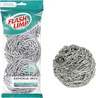 Flash Limp - Pack com 3 Esponjas Aço inox para Limpeza Pesada Ferro e Grelha - E3A4821