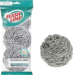 Flash Limp - Pack com 3 Esponjas Aço inox para Limpeza Pesada Ferro e Grelha - E3A4821
