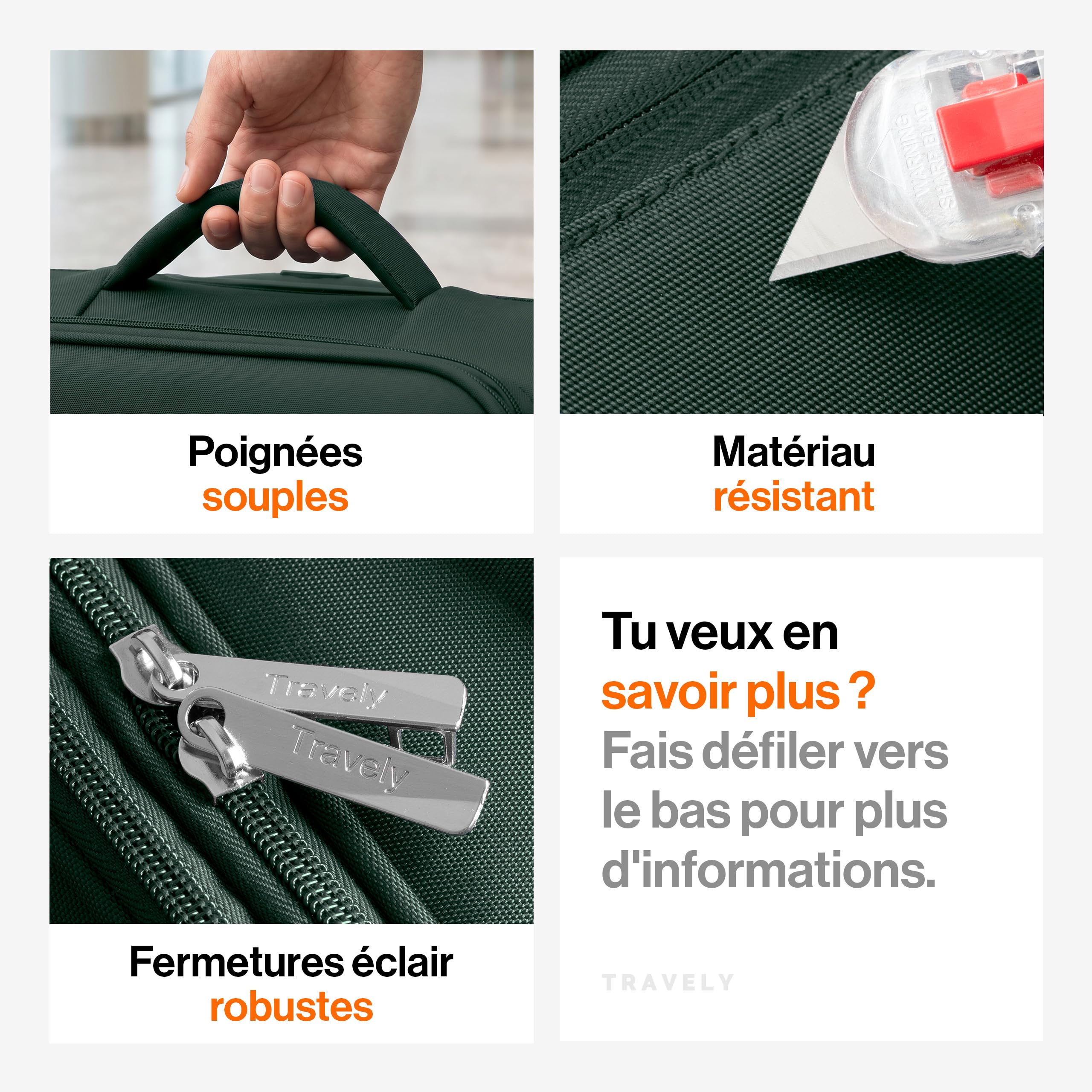 Travely Valise en Tissu L - Valise Taille Moyenne avec 4 roulettes et Cadenas TSA à Combinaison - Valise Souple avec Soufflet Extensible, fabriquée en matériau résistant à la déchirure et déperlant