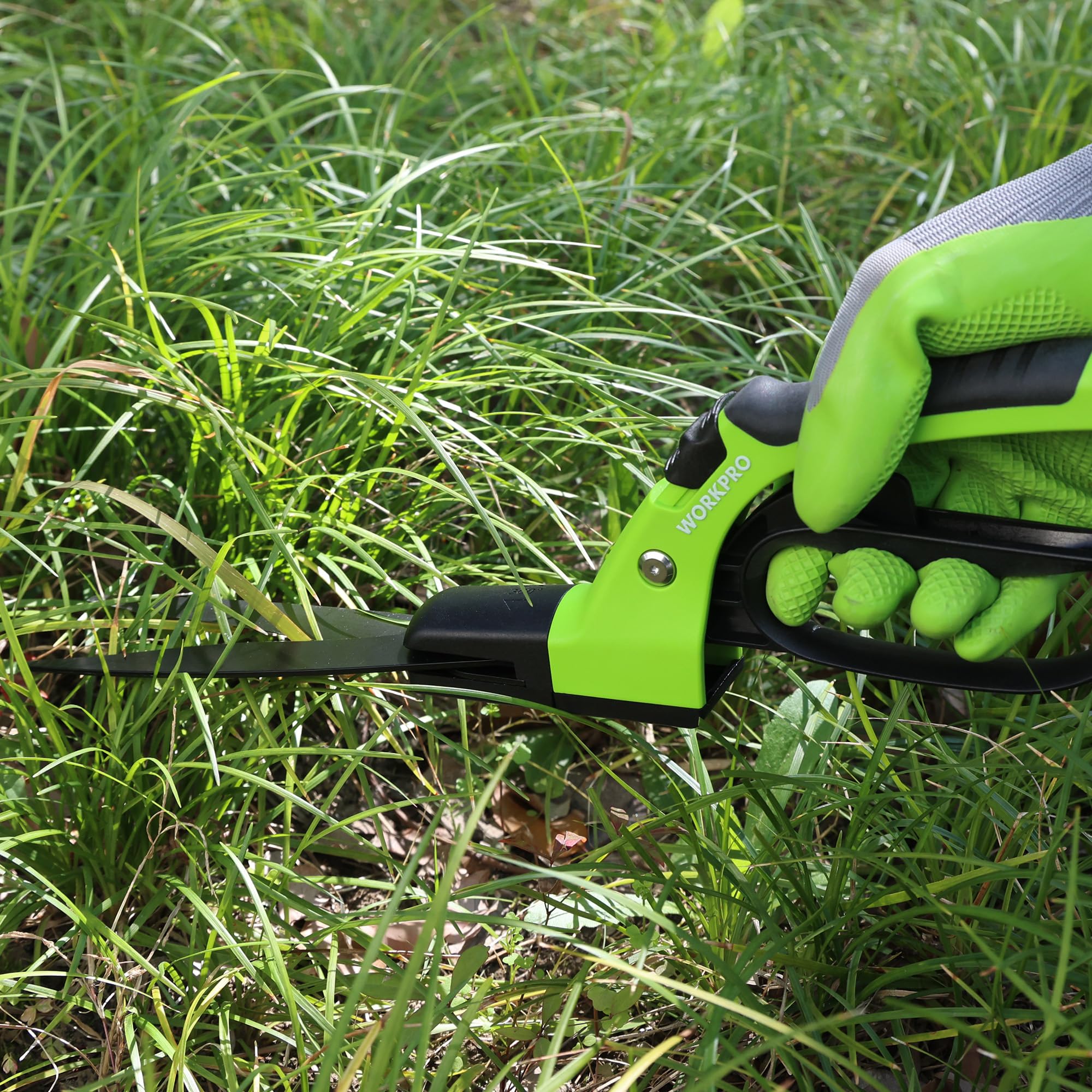 WORKPRO Cisailles à Gazon 360° Rotatives avec Lames en Acier, 16 Positions | Poignée Ergonomique Antidérapante, Outil Léger pour Bordures de Pelouse et Entretien du Jardin