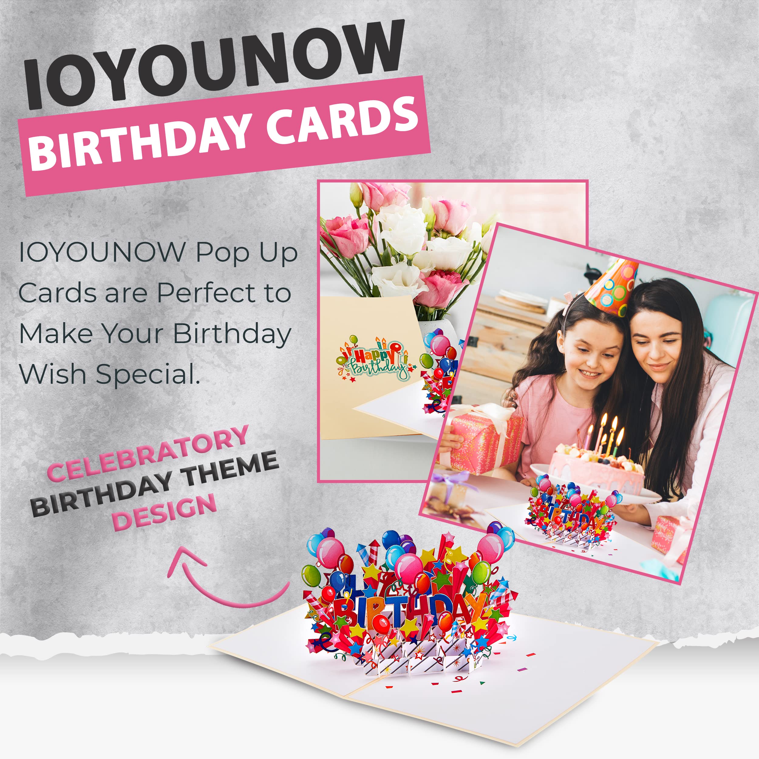 Happy Birthday Luftballons Popup Karte - 12,7 x 17,8 cm Pop Up Geburtstagskarte für Kinder | 3D-Papiergrußkarte für besonderen Geburtstag - Kindergeburtstagskarte, Pop-Up-Karte für Teenager,