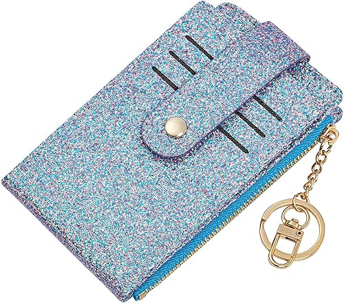 Valentoria Tarjetero delgado con bloqueo RFID, bolsillo pequeño, monedero con cremallera, monedero minimalista de cuero, monedero, monedero y