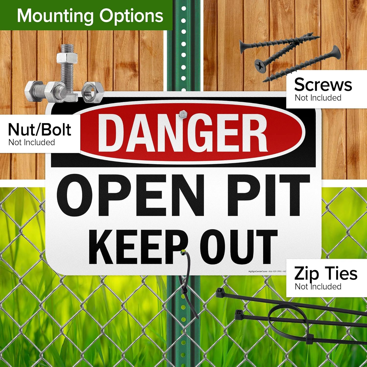 Danger Open Pit Keep Out OSHA Sign, 12x18 Inches, 3M EGP Reflective .063 Aluminum, Fade Resistant, Made in USA by My Sign Center