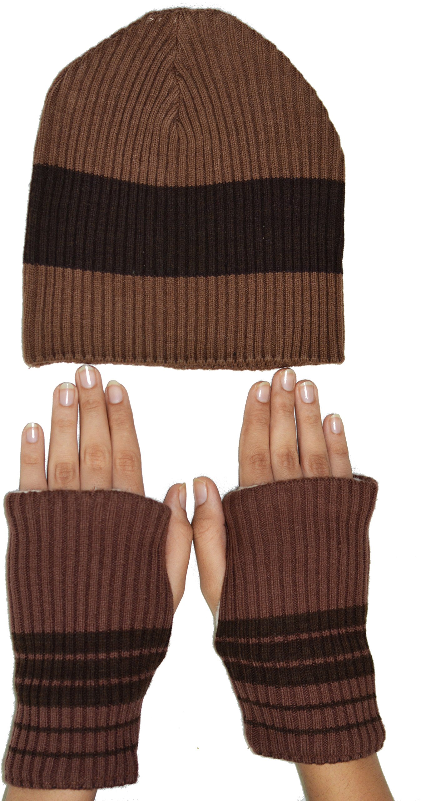 Blyss Unisex 201 Brown Cap Glove Free Size Set