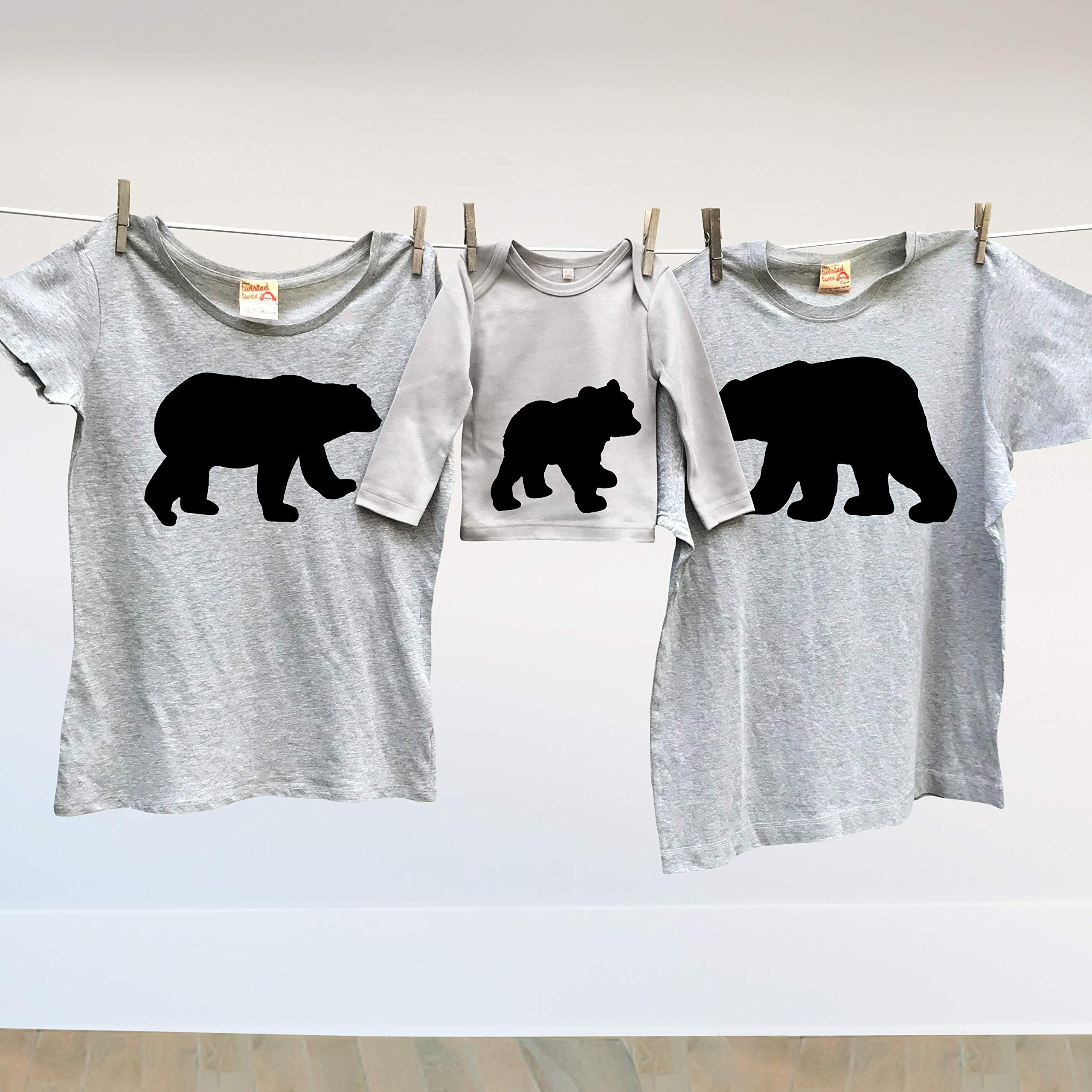 Matching Papa Bear, Mama Bear and Bear Cub T Shirt Trio Set