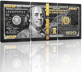 Yatsen Bridge 100 Dollars Bill Wall Art Canvas Print Office Vintage Home Decor Obsidian Franks Motivational Wall Canvas Money Art Framed Ready to Hang- 12x16in x 3Panel