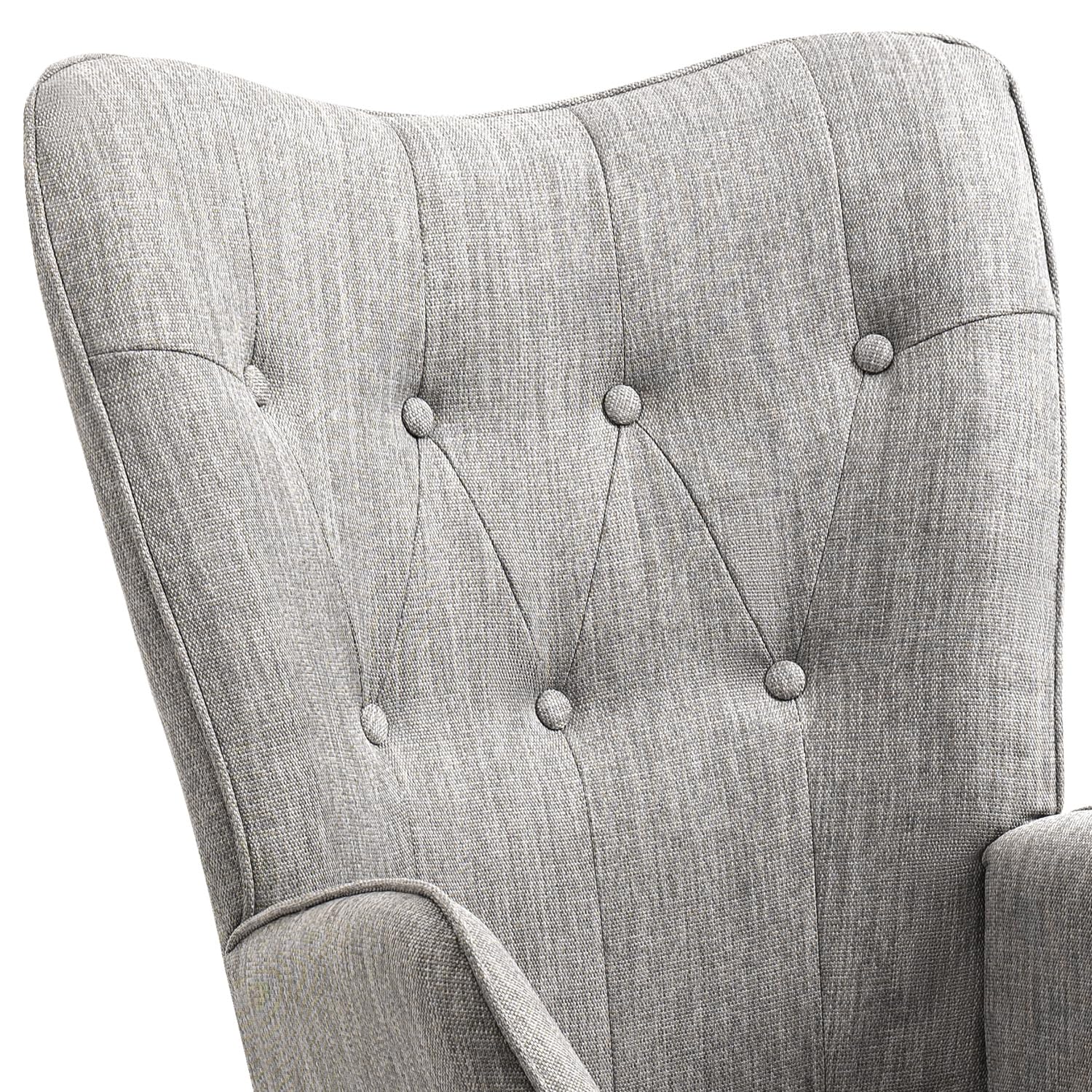 MEUBLE COSY Poltrona Relax, Sedia a Dondolo Confortevole in Tessuto con Gambe in Legno e Metallo per Soggiorno, Decorazione con Bottoni
