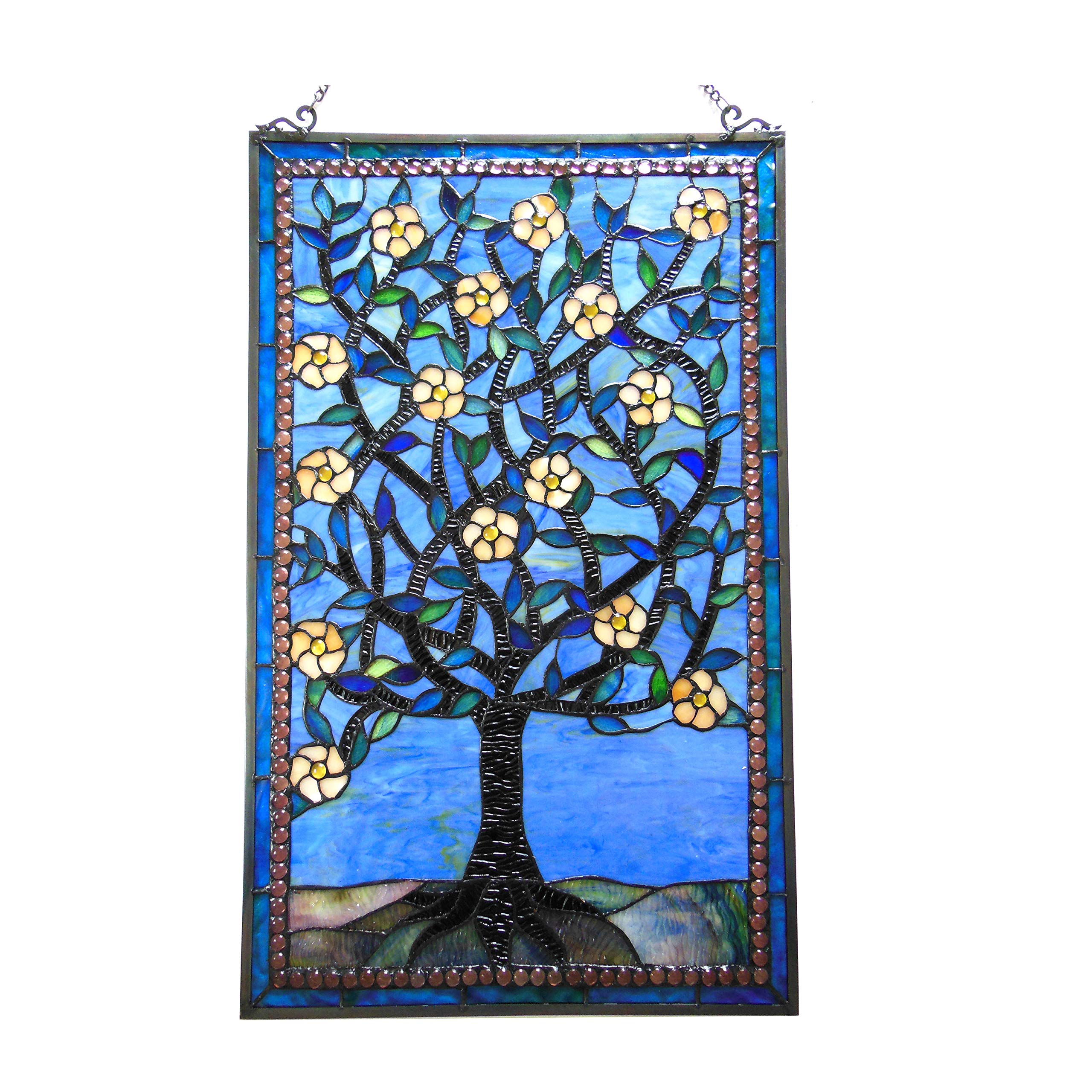 RADIANCE goods Tiffany-Glass Tree of Life Window Panel 20x32