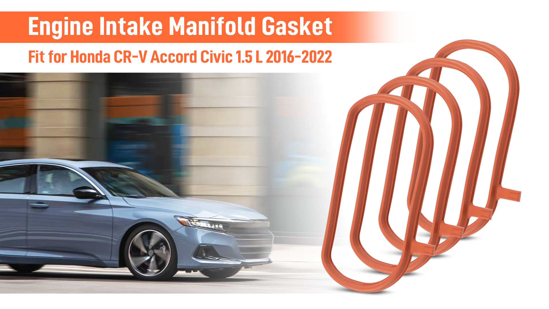 Image of Engine Intake Manifold Gasket Fit for Honda CR-V Accord Civic 1.5L 2016 2017 2018 2019 2020 2021 2022 Replace 17105-5AA-004 171055AA004 Rubber Material 4pack