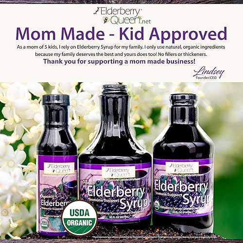 Miniatura 7 de Elderberry Queen Suplemento líquido de saúco orgánico de 24 onzas, sambucus, bayas de aronia, puro natural certificado orgánico apoyo inmunológico a