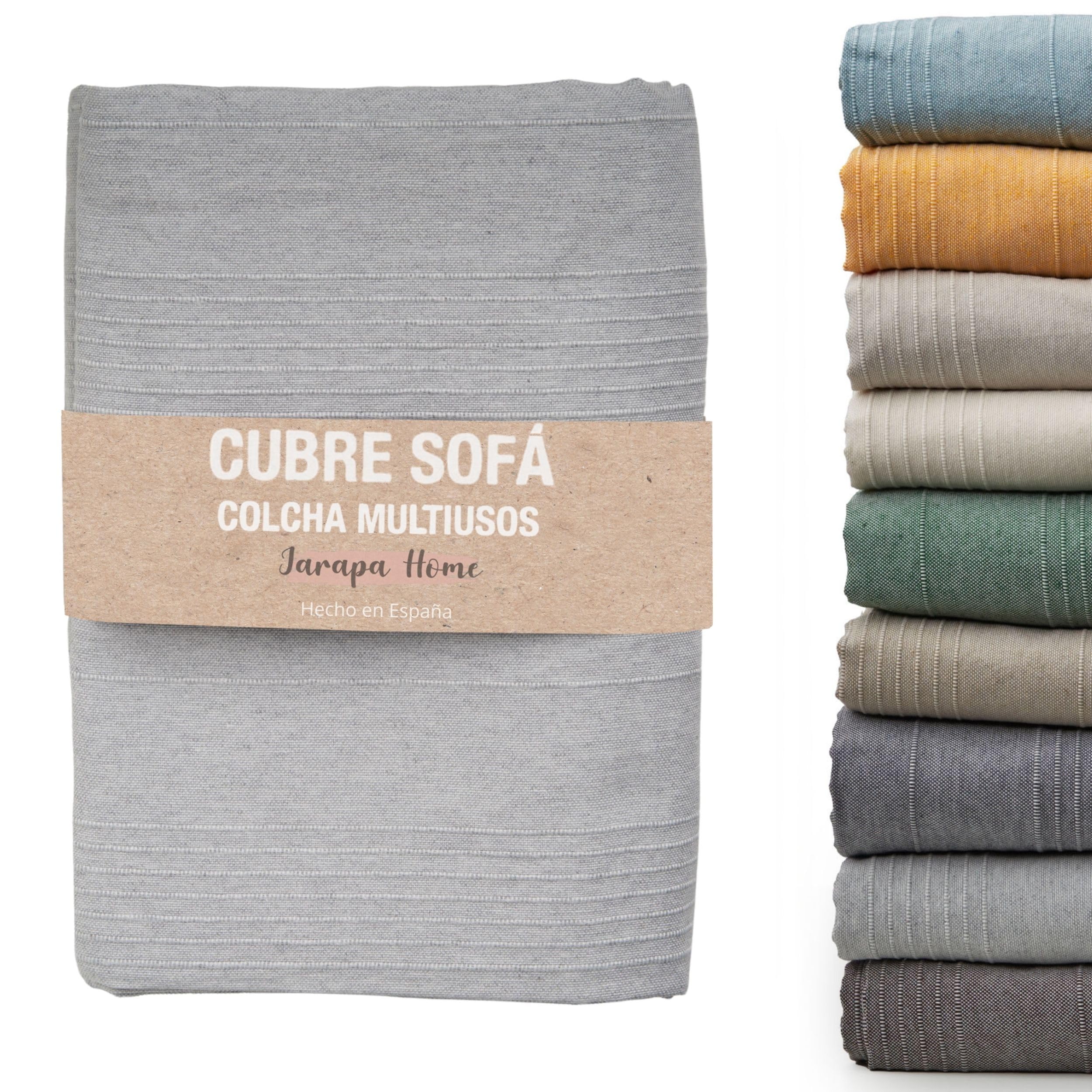 Colcha cama y colcha multiusos para sofás, colchas blancas de rayas. Plaid multiusos, cubre sofá, resistente y de calidad, hecho en España.Colchas cama 150 modernas,135,90 (240 x 280 cm, Gris Oscuro)