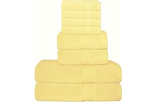 GLAMBURG Yellow Bath Towel, 8-Piece Set for Everyday Use