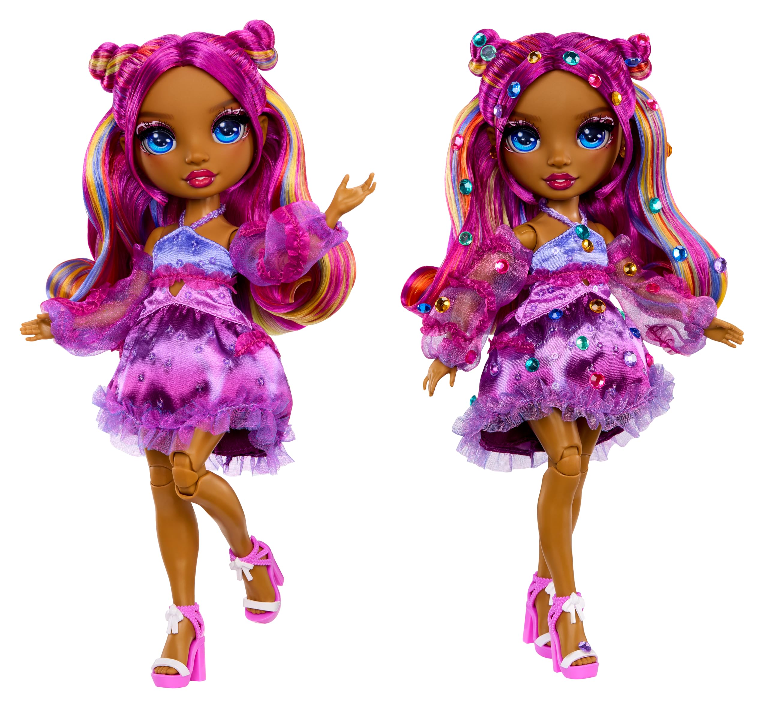 RAINBOW HIGH Be Dazzling - Noemie Violette - Poupée Mannequin Violette de 28 cm avec Outil d'Éblouissement, Pierres Précieuses Scintillantes et Accessoires de Stylisme - 3
