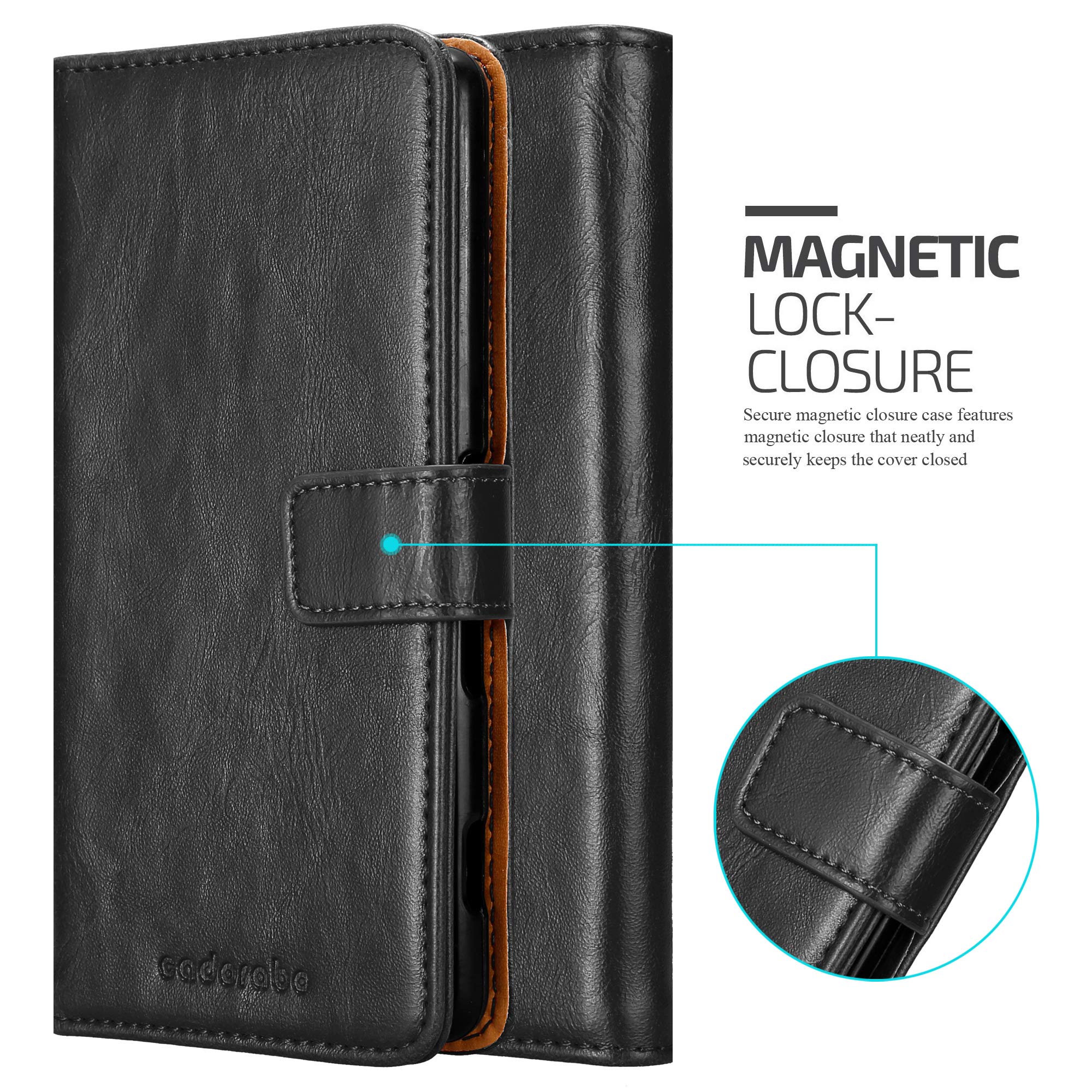Cadorabo Book Case Works with Sony Xperia C4 in Grey Black - with Magnetic Closure, Stand Function and Card Slot - Wallet Etui Cover Pouch PU Leather Flip