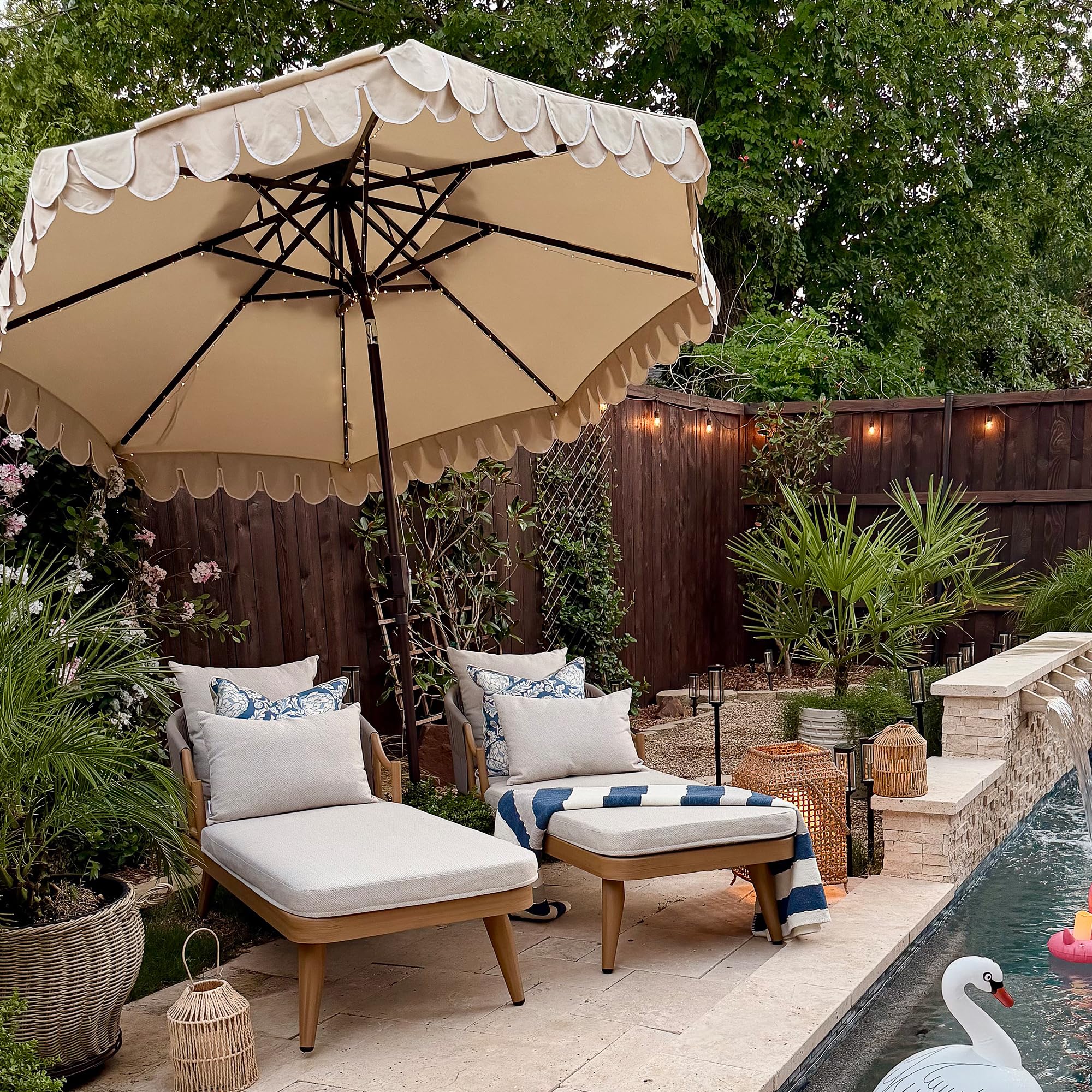 PURPLE LEAF Patio Chaise Lounge Set of 4 with Soft Cushion, Teak