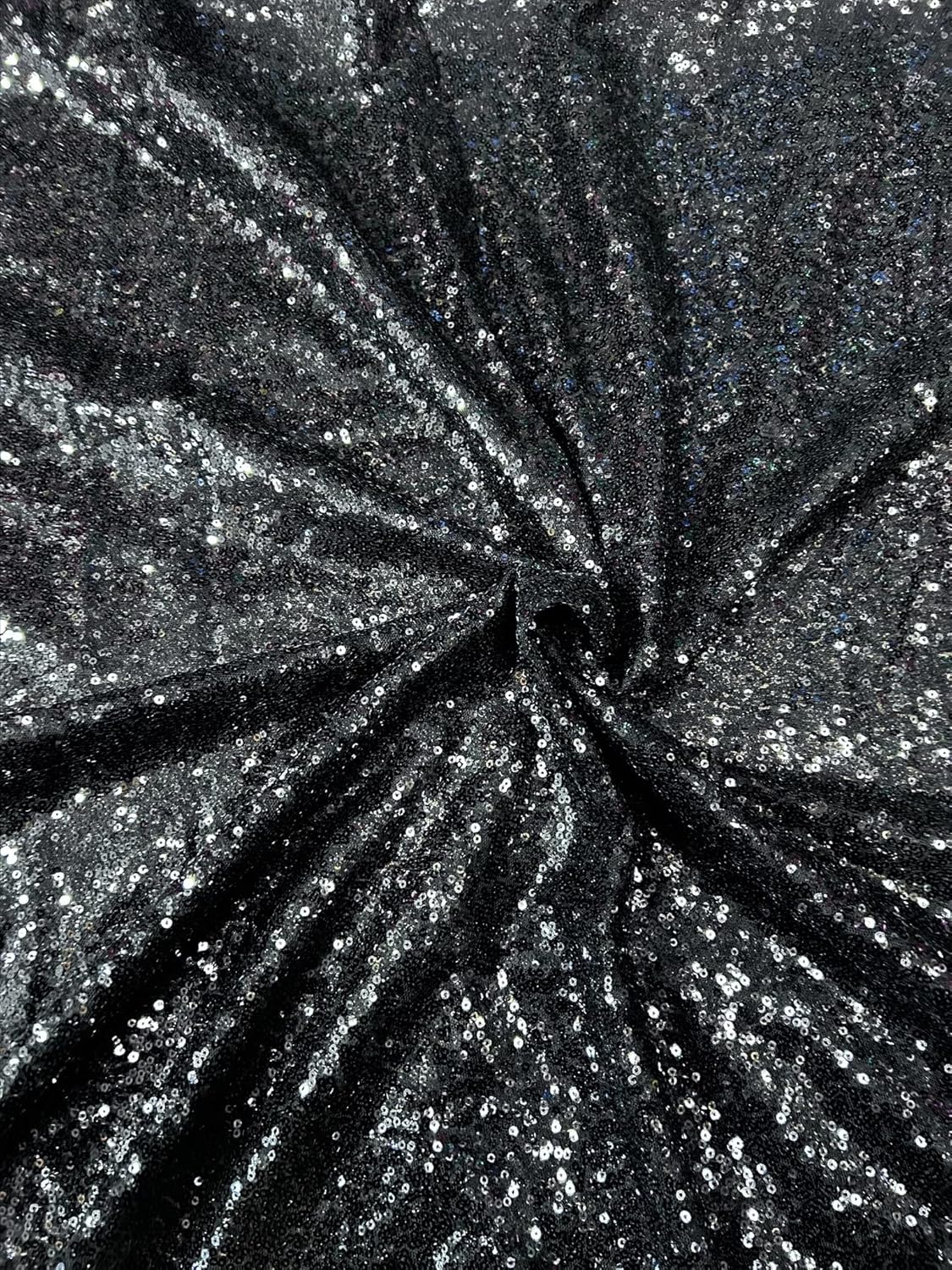 Black Glitz Sequin Mini Disc Fabric 5 Yards - Sparkly Glitz Sequins | DIY Arts - 54" Wide Colorful Sequin Fabric by Yard | for Tablecloth, Table Runner Home - Clothing and Event Décor