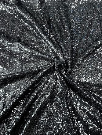 Black Glitz Sequin Mini Disc Fabric 2 Yards - Sparkly Glitz Sequins | DIY Arts - 54" Wide Colorful Sequin Fabric by Yard | for Tablecloth, Table Runner Home - Clothing and Event Decor