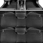 BDK 3-Row ProLiner Véhicules utilitaires lourds d'origine 4pc Avant & Tapis de sol en caoutchouc arrière pour voiture SUV Van (Fits) 3rd Véhicules de ligne) - All Weather Protection Universal Fit (Noir)