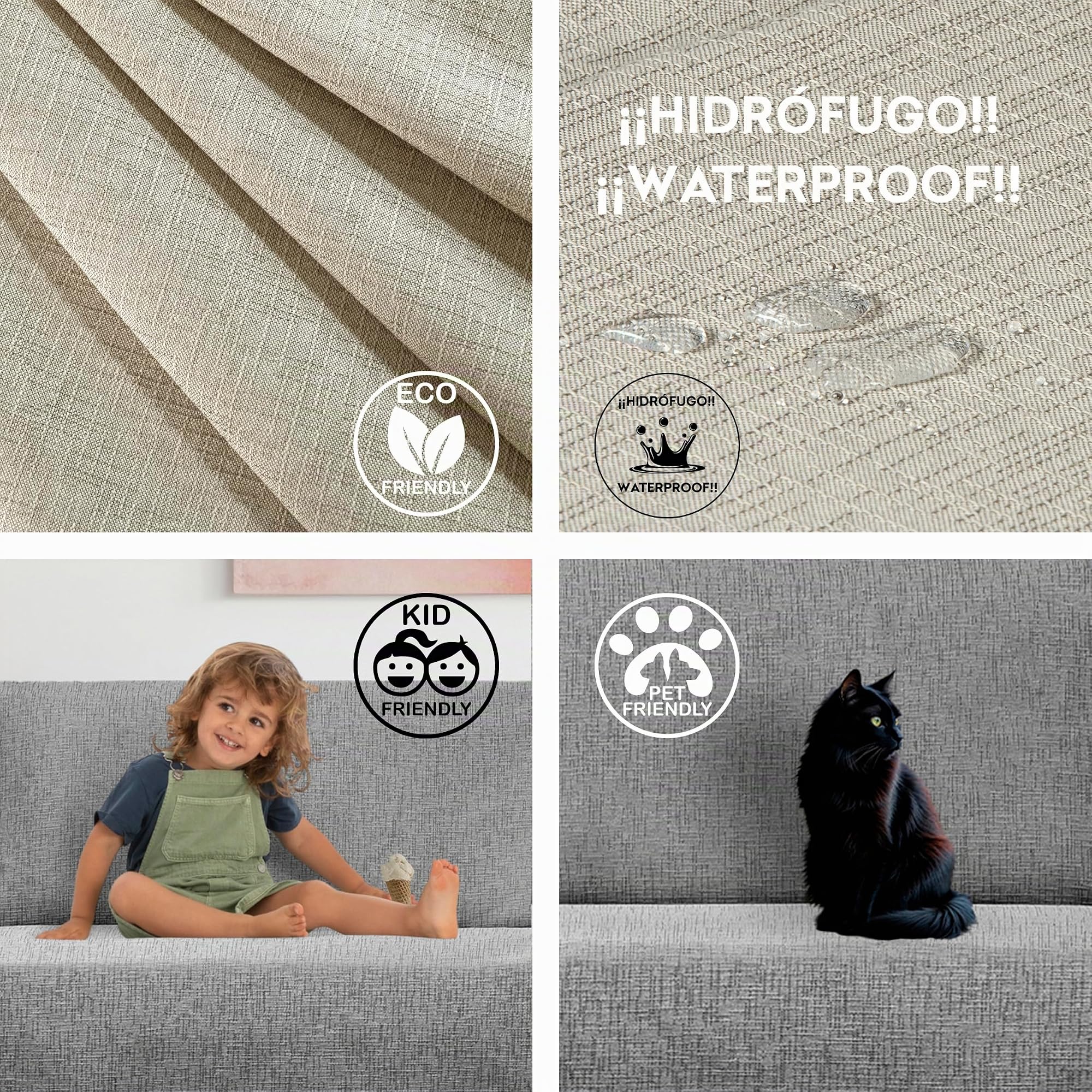 Eysa Genna Salvasofá o Funda de sofá Antimanchas 190cm (Medida de sentada) 4 Plazas 04 Agua Marina