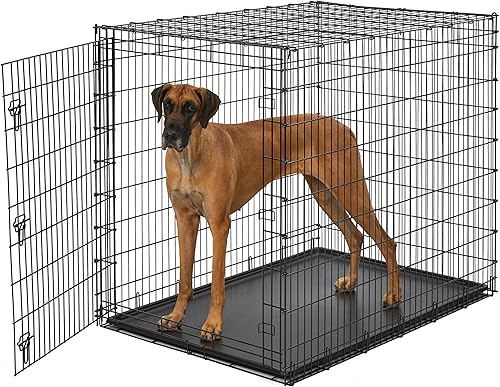 Vista 27 de MidWest Homes for Pets - Jaula para perros iCrate de una puerta, mejorada, incluye bandeja a prueba de fugas, patas protectoras de pisos, panel