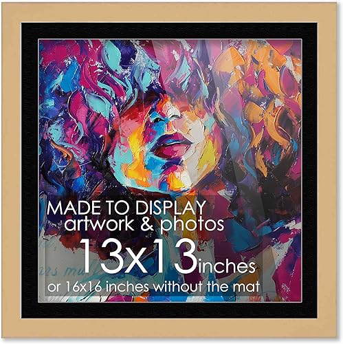 Miniatura 23 de Marco de madera negra de 9 x 9 pulgadas con paspartú blanco Con paspartú de 12 x 12 a 9 x 9 pulgadas Protector inastillable acrílico UV