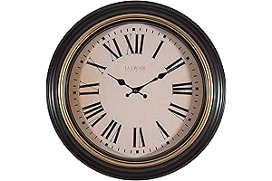 La Crosse Clock 18" Traditions Antique Brown Quartz Analog Wall Clock