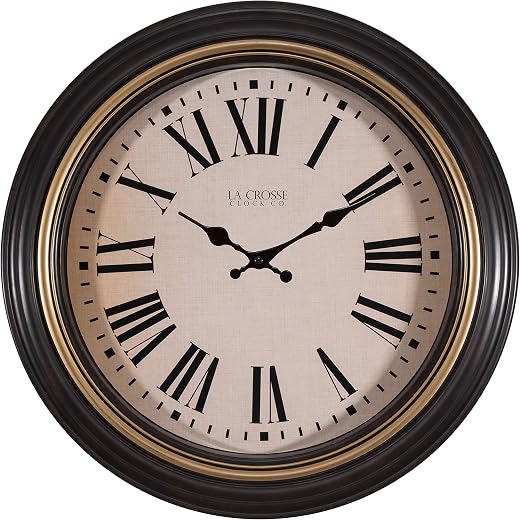 La Crosse Technology 18 Inch Traditions Antique photo La Crosse Technology 18-Inch Traditions Antique Brown Quartz Analog Wall Clock - 404-3045BK