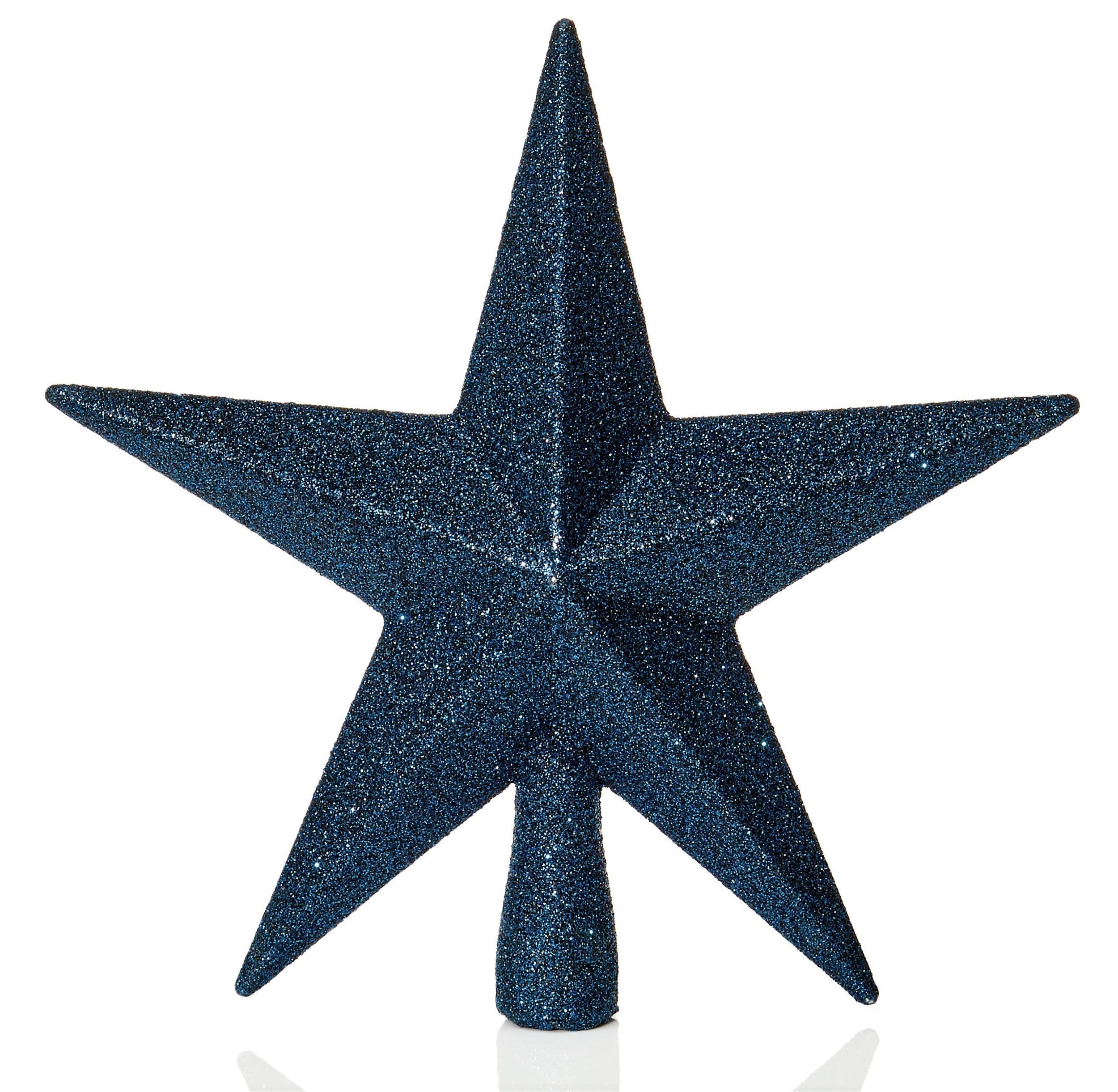 Premier Decorations Limited Deep Blue Christmas Tree Star Topper Plastic Blue Glitter Tree Decoration 20Cm from B&Q