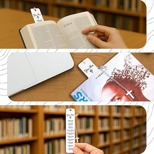 Miniatura 6 de Marcapáginas bíblico de metal, regalo cristiano para mujeres, hombres, niñas, niños, bautismo y primera comunión, graduación y regreso a clases,