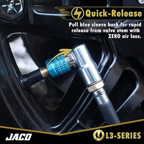 Miniatura 6 de JACO Lightning Serie L3 - Portabrocas de aire para neumáticos de bicicleta Presta & Schrader - 1/4 pulgadas F-NPT (flujo abierto) (paquete de 2)