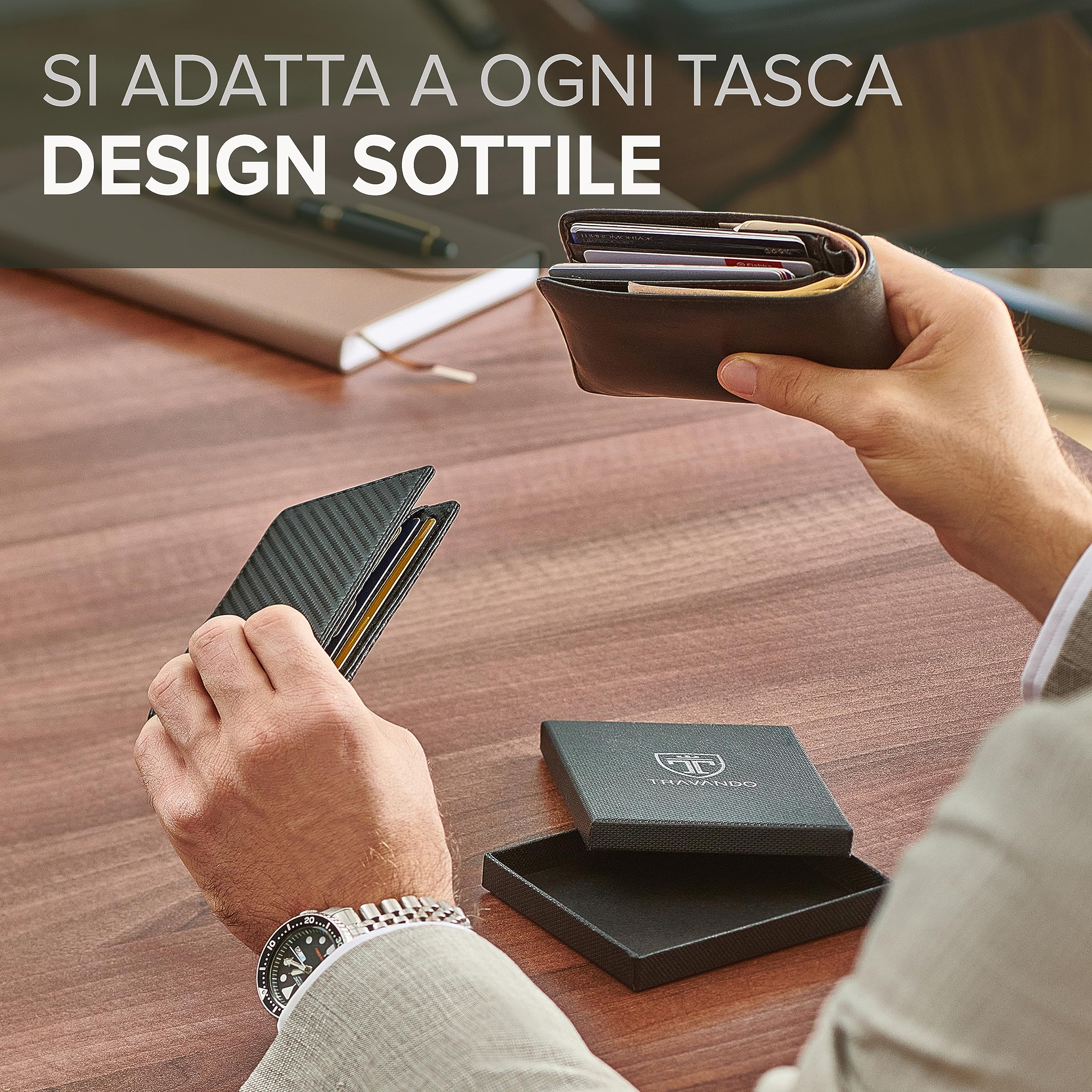 TRAVANDO Portafoglio uomo piccolo con protezione RFID „ZURICH“ Porta carte di credito con clip per contanti, Portafogli slim tascabile, Portatessere Raccoglitore banconote sottile