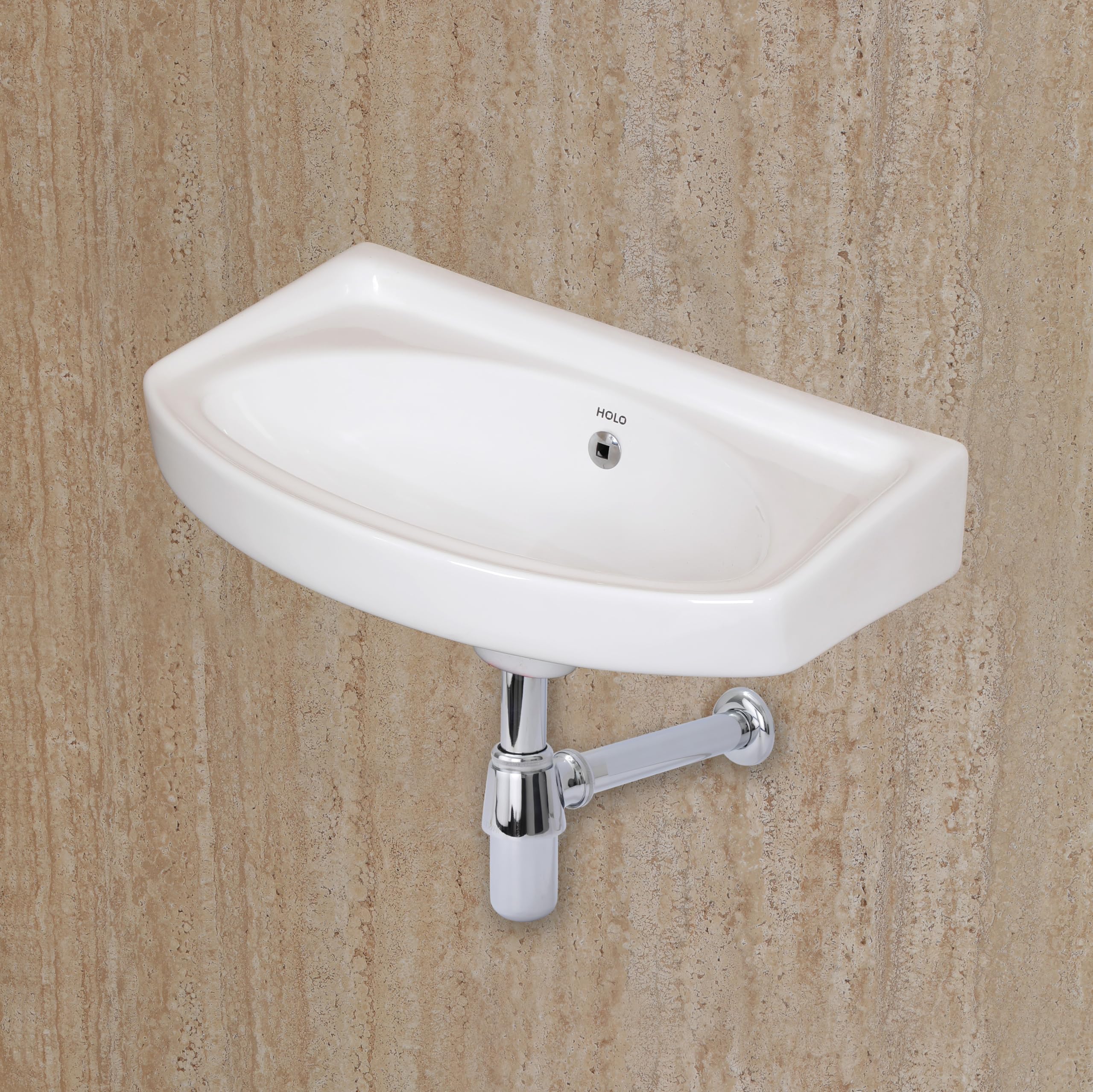 HOLO Panari Ceramic Wall Mounted Basin | Wash Basin for Bathroom (19" x 13" inch)