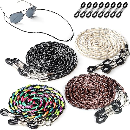 Cordón de soporte de cuerda para gafas - Accesorio de soporte de correa para gafas de terileno Negro