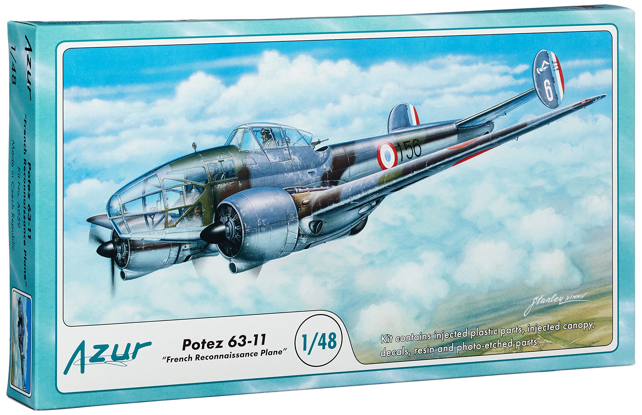 Azur Potez 63-11 WWII French Recon Aircraft Model Kit (1/48 Scale
