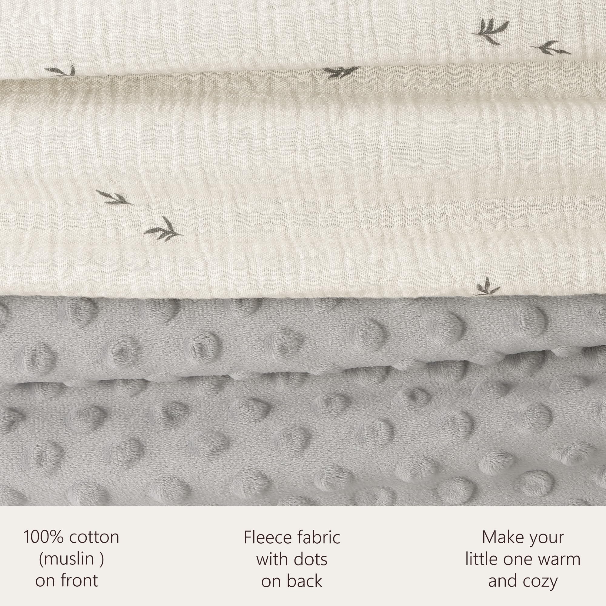 bearmoss Baby Blanket Soft Nursery Crib Blankets with Muslin Cotton Front and Dotted Fleece Back for Unisex Baby Girls Boys Newborns Toddlers 76x100cm (Cute Bud) - Image 3