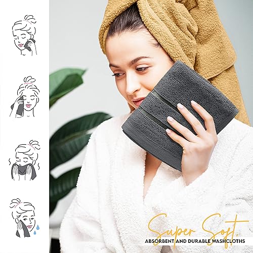 Miniatura 5 de Utopia Towels - Juego de 12 paños de lavado de viscosa de lujo (12 x 12 pulgadas), 100% algodón hilado en anillo, altamente absorbentes y suaves al