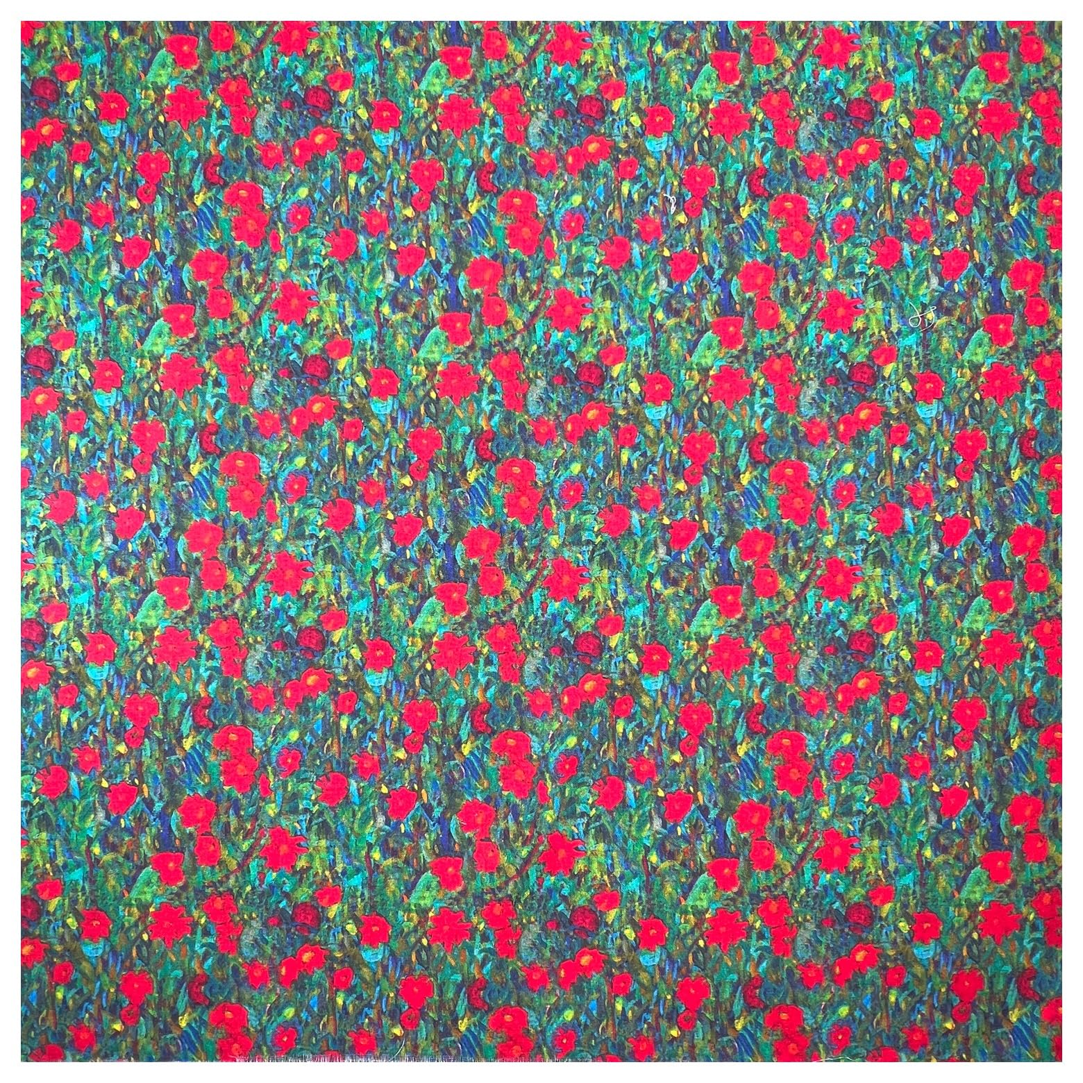 TheFabricTrade 100% Cotton Fabric Digital Printed Material Gustav Klimt Farm Flowers Abstract Design, Ideal for Arts & Crafts, Quilting - 2 Metre (200cm x 140cm)