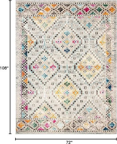 Vista 250 de Safavieh Madison Collection MAD418F - Alfombra de área con diamantes, Polipropileno, Azul Oscuro/Amarillo