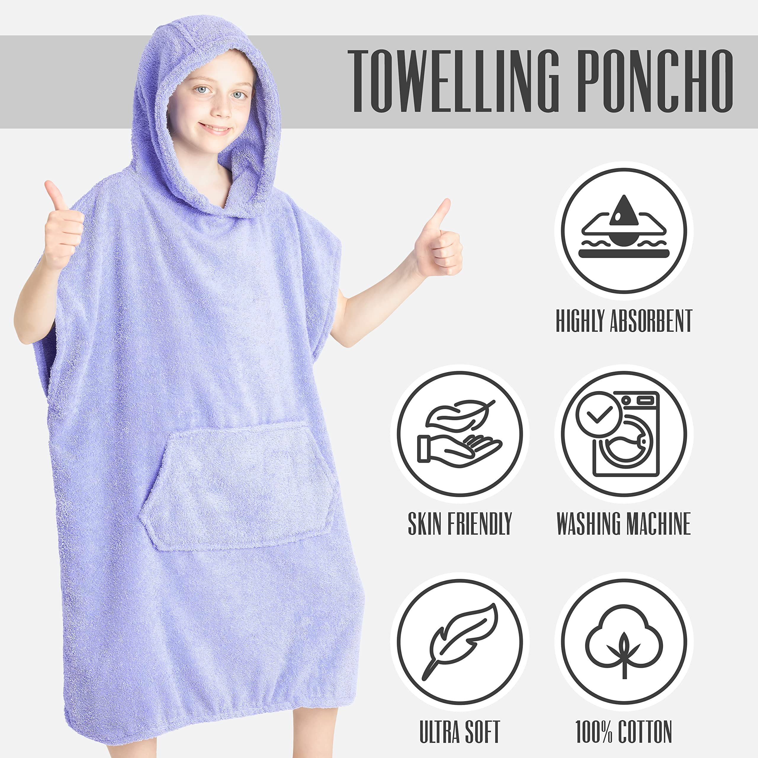 CityComfort Peignoir Enfant Garçon, Poncho de Bain en Coton, Poncho Éponge Enfant Capuche Taille