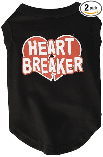 Mirage Pet Products 12-inch Heart Breaker Screen Print Shirt for Pets, Medium, Black