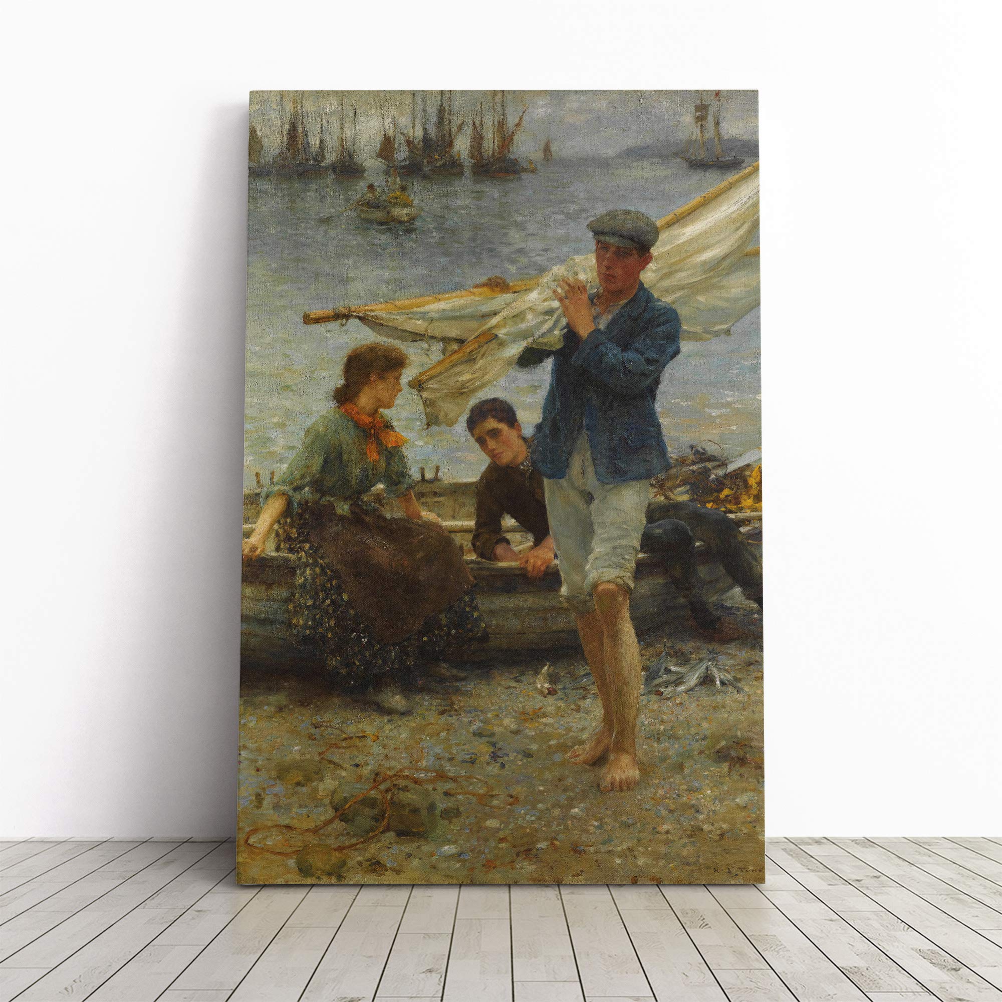 Henry Scott Tuke Returning Canvas Print | Gallery Wrapped 30mm Frame Wall Art | 24x16 inches | Ready to Hang | Modern Picture | Living Room Bedroom Lounge Office