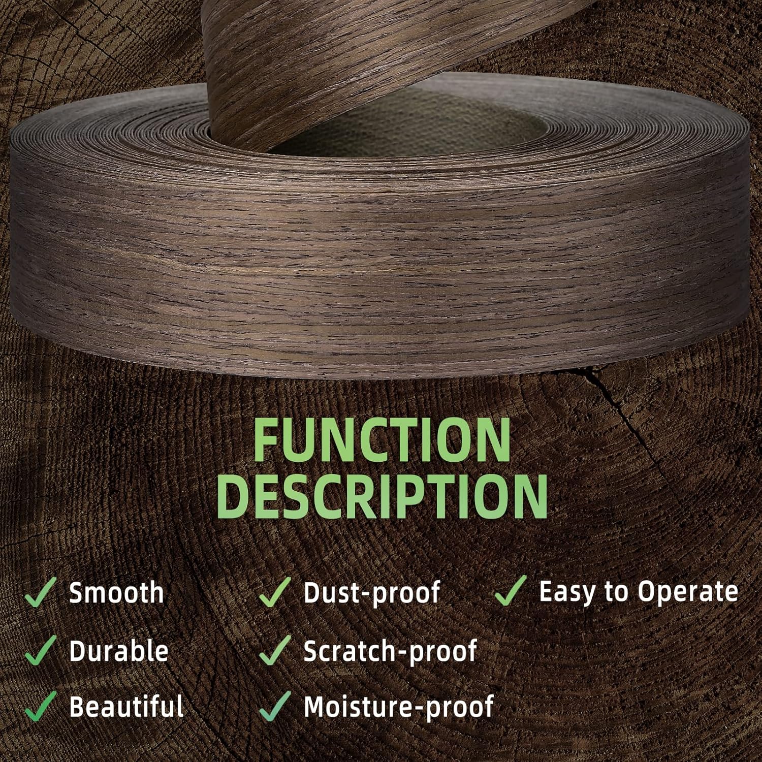 Walnut Edge Banding, 3/4 inch x 250ft Plywood Veneer Wood Edge Banding, Preglued Wood Tape Banding for Cabinet Repair