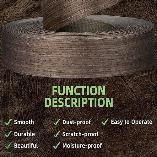 Miniatura 46 de Bandas de borde de melamina, rollo de chapa de 1/2 pulgada x 25 pies de borde blanco pre-pegado, cinta de madera real para reparación de gabinetes