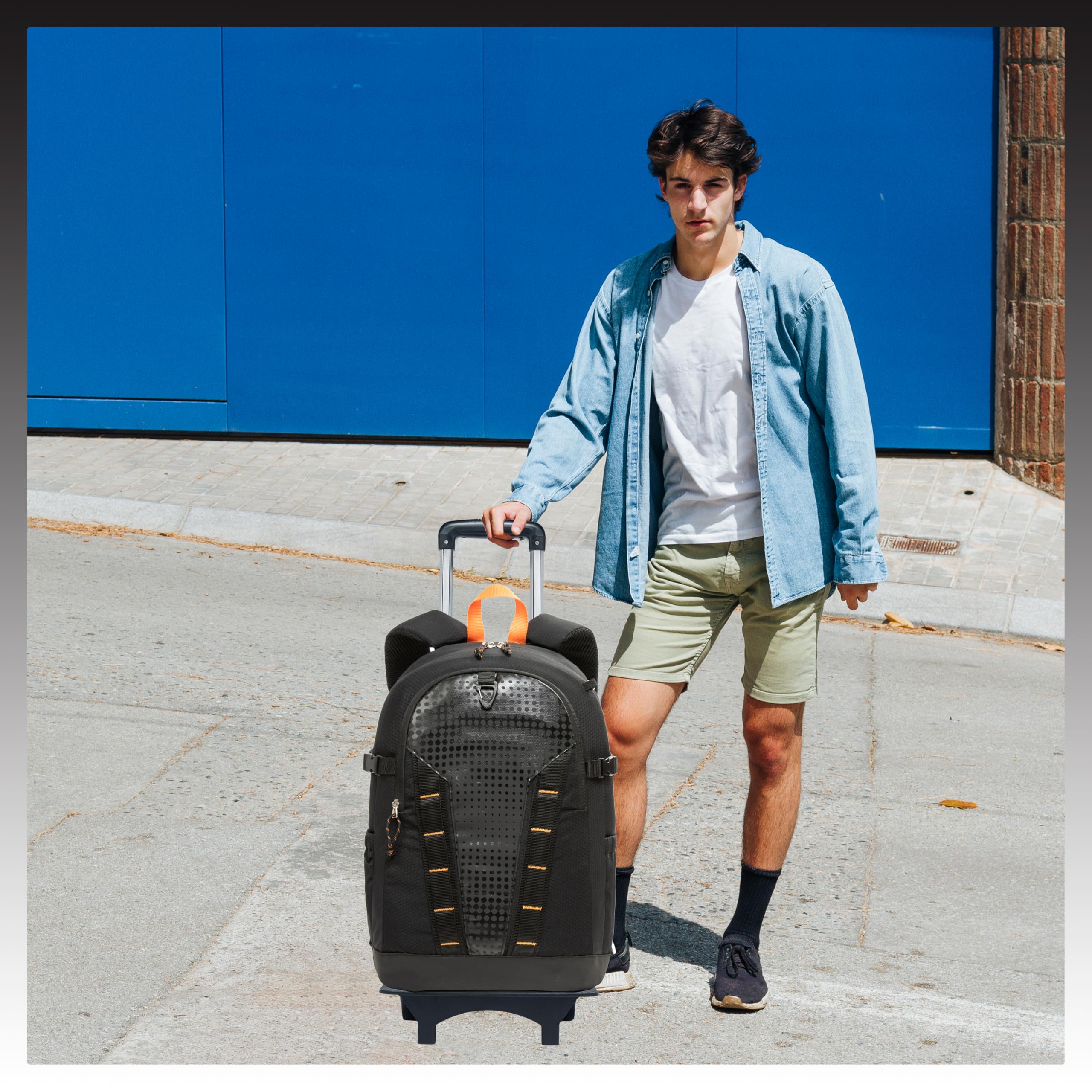 HTgroce Sac à Dos Roulette pour Ordinateur - Sac à Dos de Voyage avec roulettes - Valise Cabine Trolley Noir - Professionnel pour Travail, Études et Voyages