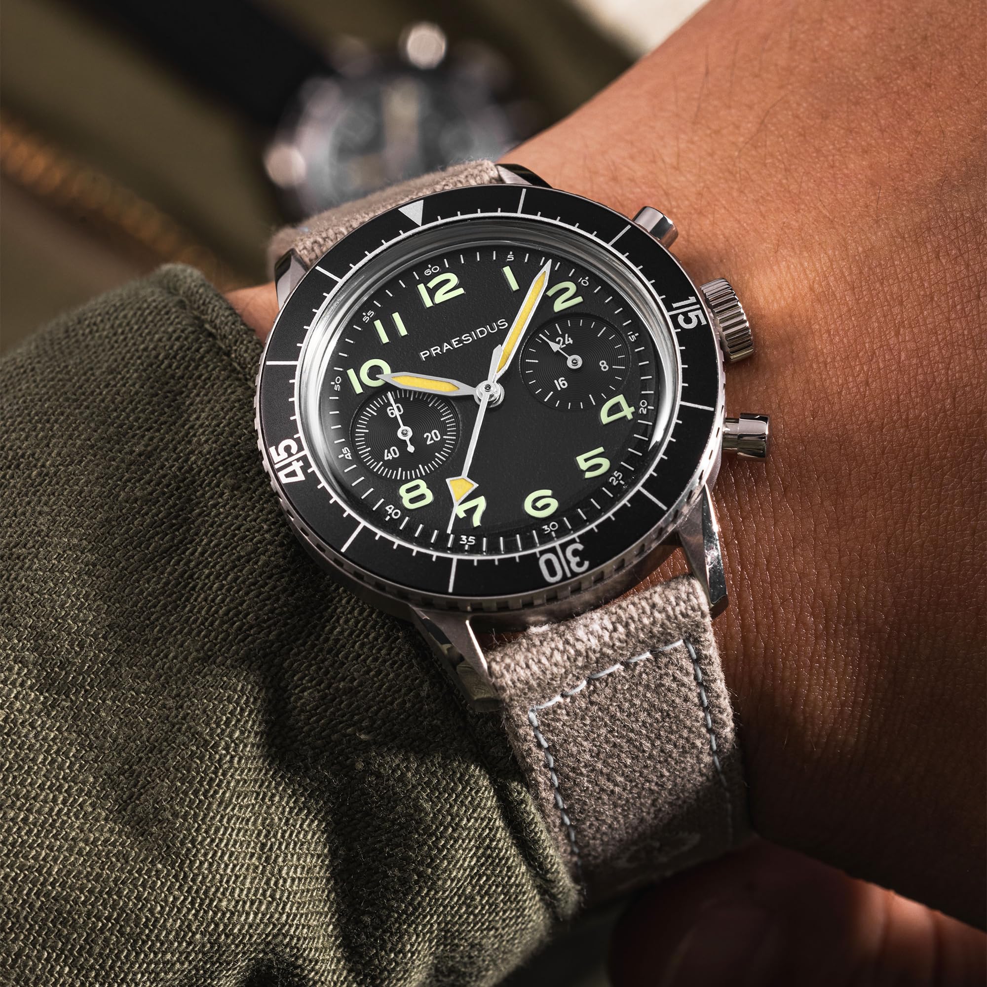 PRAESIDUS | 𝗧𝘆𝗽𝗲 𝗛-𝟳𝟱 - Zegarki dla mężczyzn, Męskie zegarki na rękę - Pilot, Wojskowy - 38mm Case | Zmontowany w USA, 2 wojna światowa, Prezent