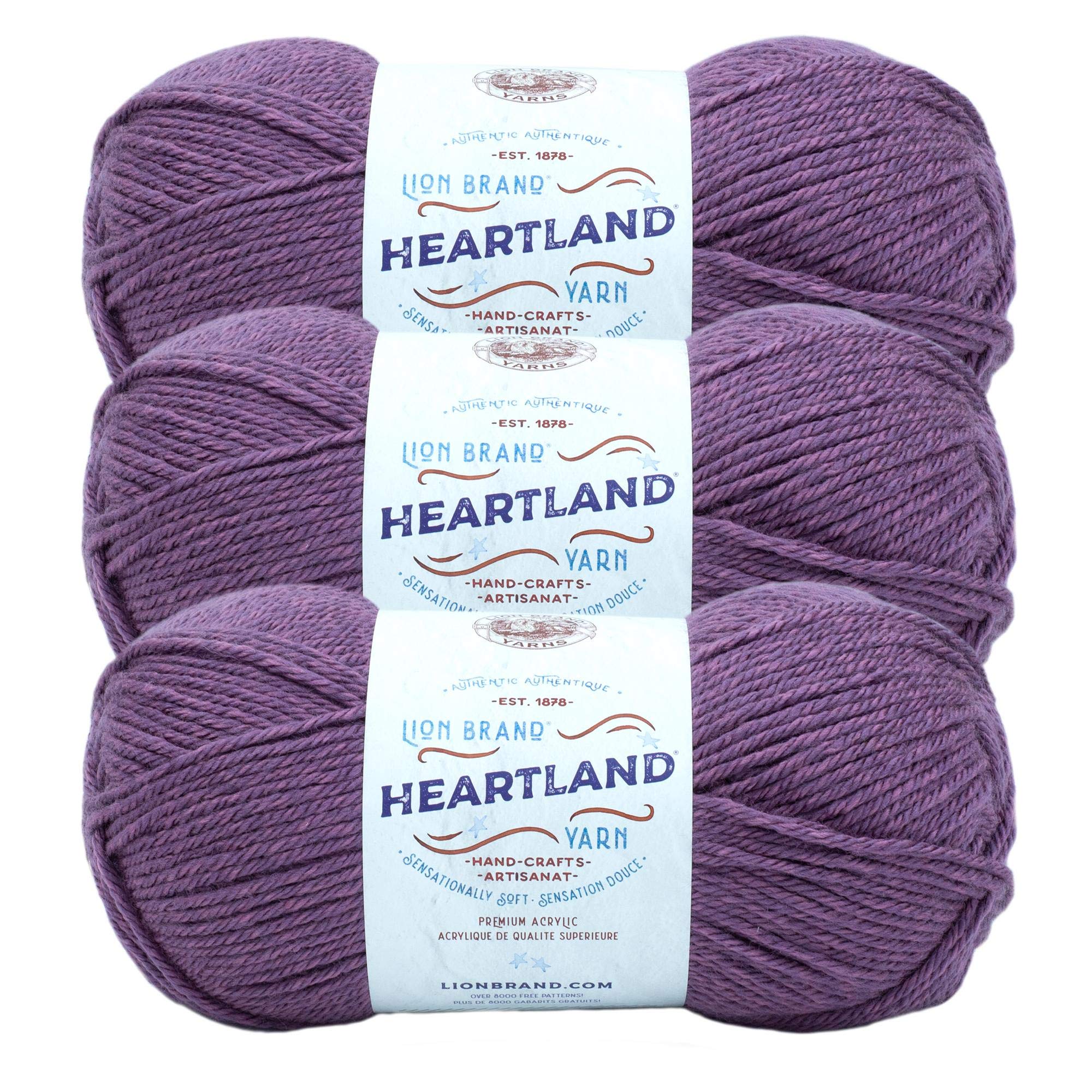 Lion Brand Yarn, Heartland Crochet Yarn, Kobuk Valley, Purple, 3 Pack